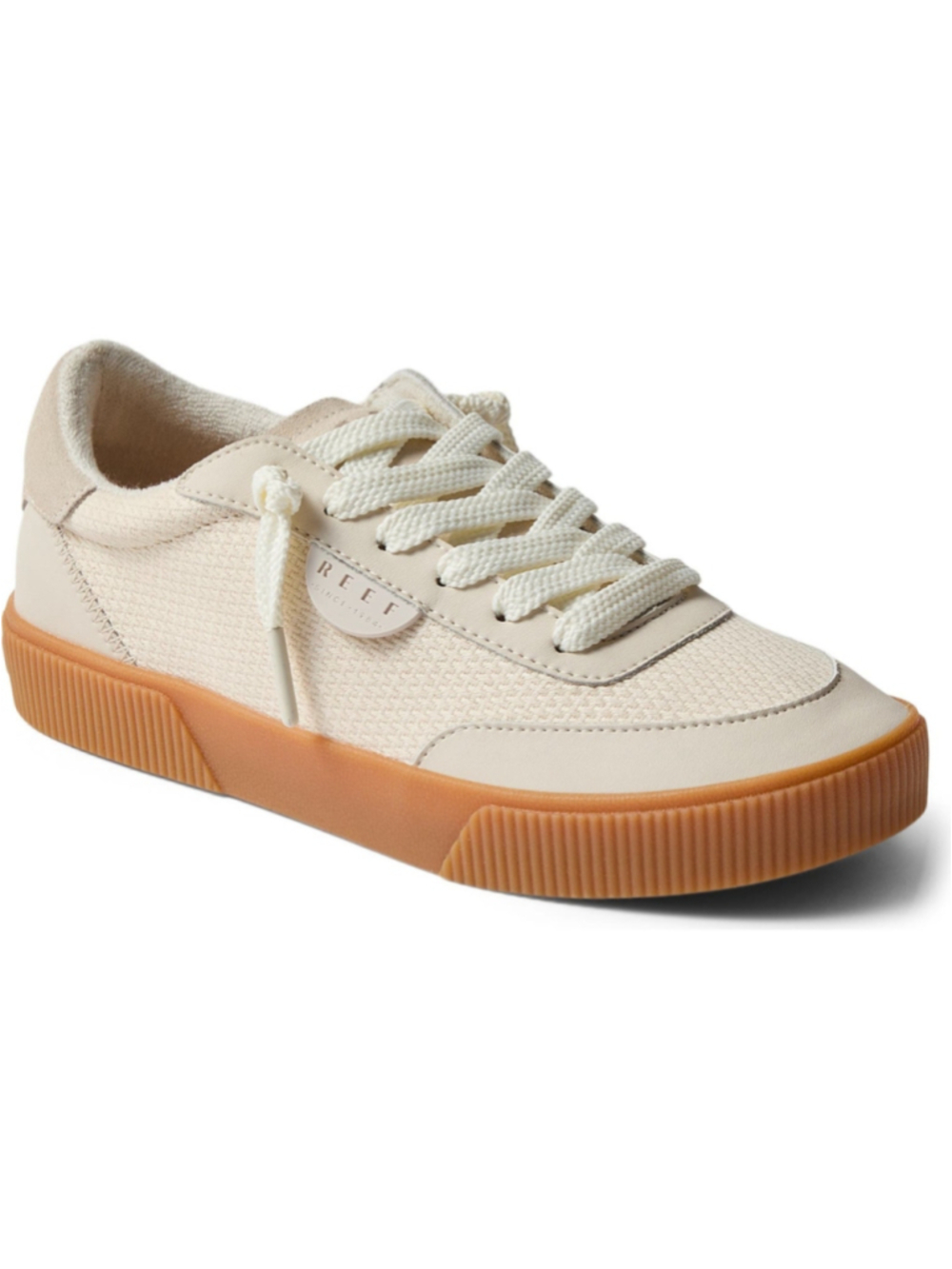 Reef Lay Day Seas Sneakers Women's Size 8 Beige Off White Leather Suede Lace Up